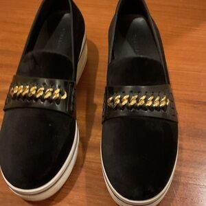 Stella McCartney Black and Gold Chain Loafers